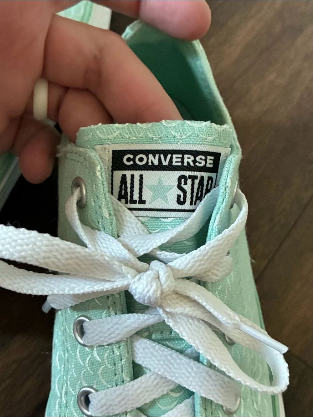 Converse All Star Youth Mint Green Textured Sneakers Size 2